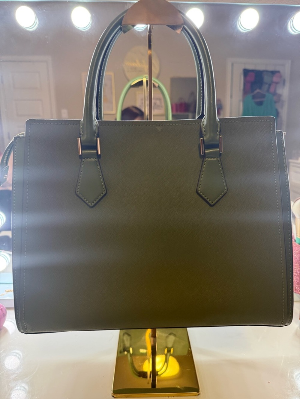 Michael Kors Olive Green Structured Satchel